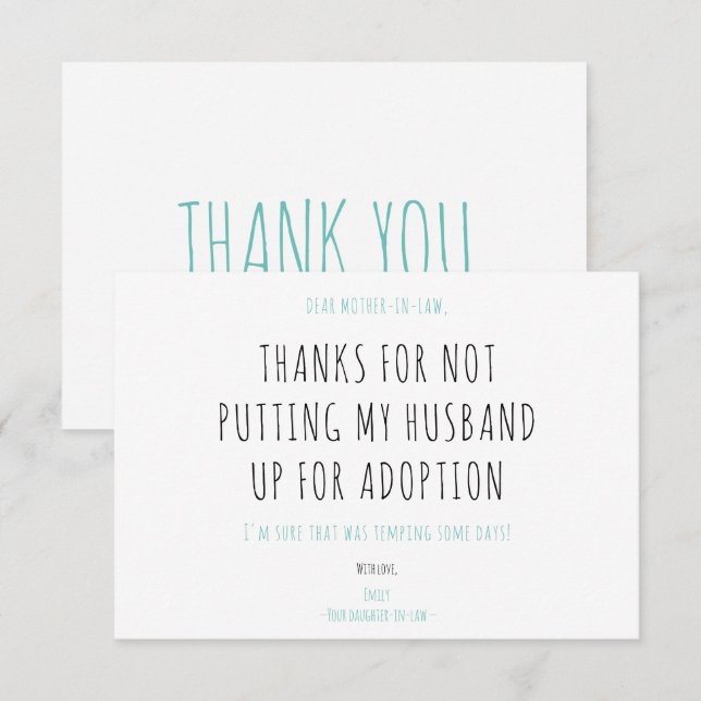 Minimalist Funny Handwriting Mother-in-law Quote (Devant / Derrière)