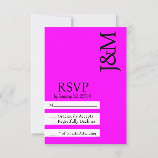 Minimalist Fuschia Magenta RSVP card (Devant)