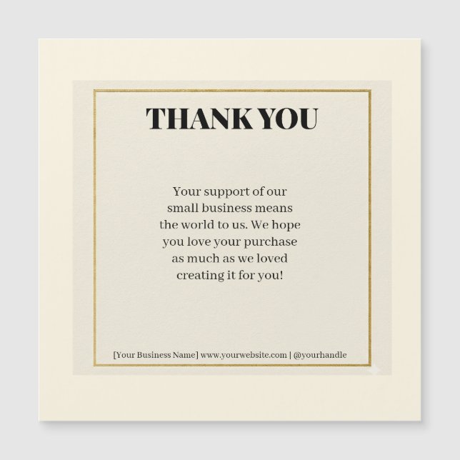 Minimalist Gold Border Luxury Business Thank You P (Devant)