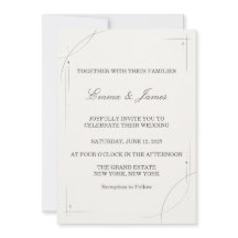 Minimalist Gold Line Wedding Invitation
