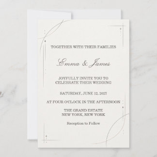 Minimalist Gold Line Wedding Invitation