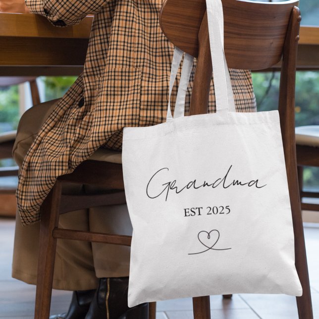 Minimalist Grandma EST Year | Custom Tote Bag (Créateur téléchargé)