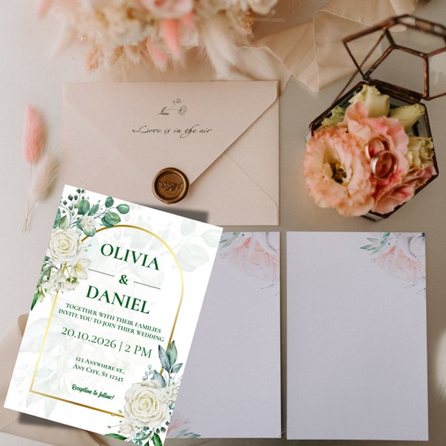 Minimalist Greenery Wedding Invitation Card (Créateur téléchargé)