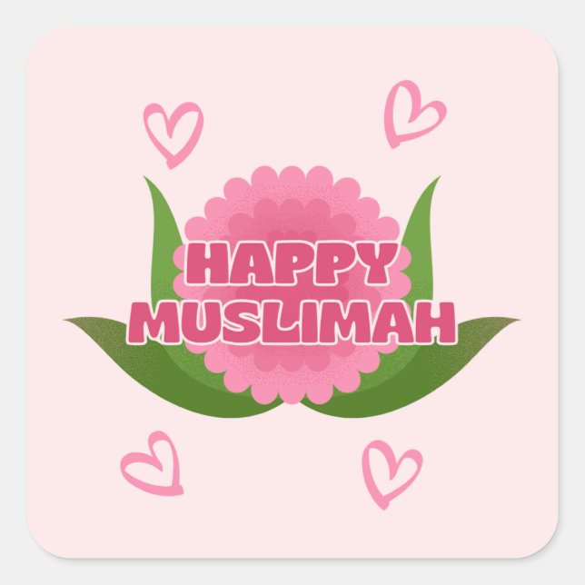 Minimalist Happy Muslimah Sticker (Devant)