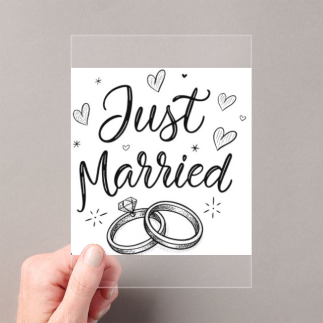 Minimalist Just Married Wedding Invitation (In situ (ordinateur de poche))