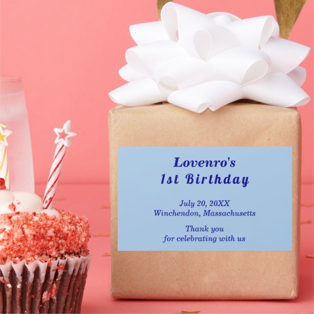 Minimalist Light Blue Kids Birthday Stickers (Fête)