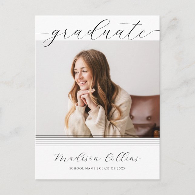 Minimalist Lines Graduation Party Photo Invitation (Devant)