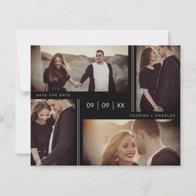 Minimalist Modern Wedding Collage Four Photos (Devant)