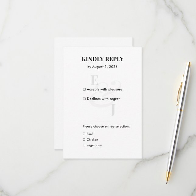 Minimalist Modern Wedding RSVP | QR Code | Small (Devant/Arrière en situation)