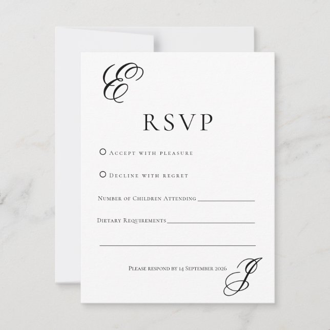 Minimalist Monogram Wedding RSVP Card  (Devant)