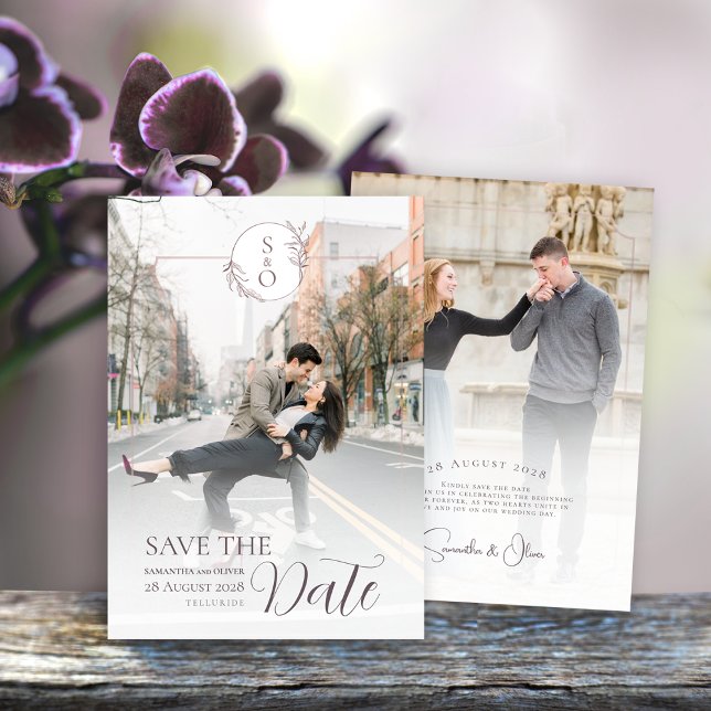 Minimalist Monogram Wedding Save the Date Card (Créateur téléchargé)