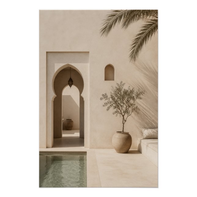 Minimalist Moroccan Riad Poster (Devant)