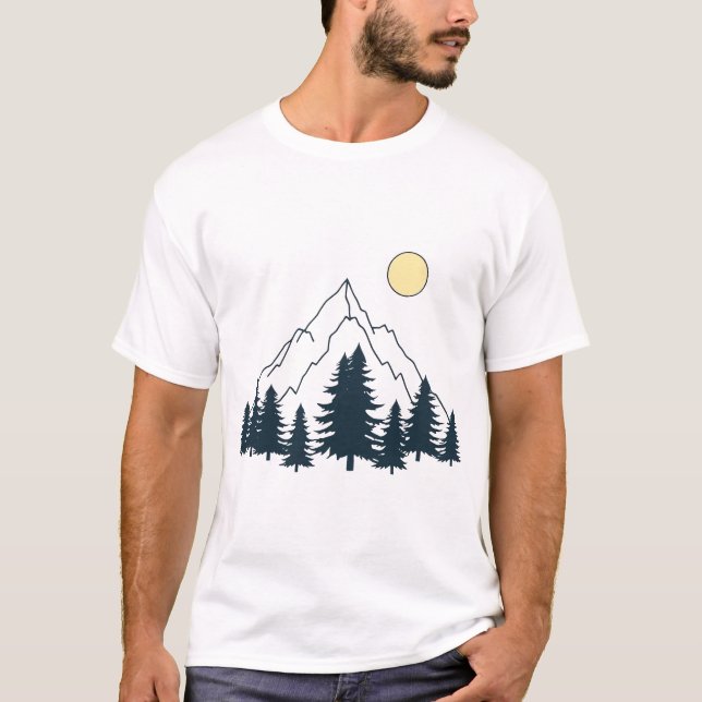 Minimalist Mountain and Forest T-Shirt (Devant)