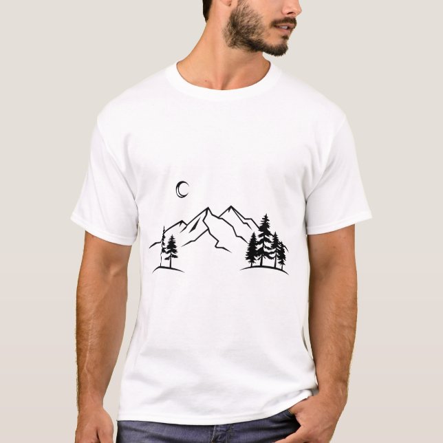 Minimalist Mountain Landscape T-Shirt (Devant)