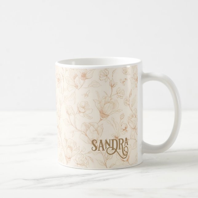 Minimalist Neutral Wildflower Name Mug (Droite)