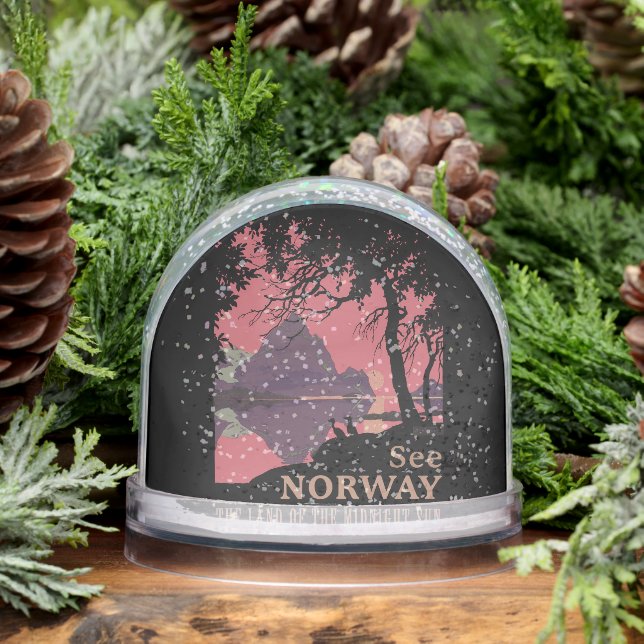 Minimalist Norway Sunset Poster - Mountain Fjord (Hiver)