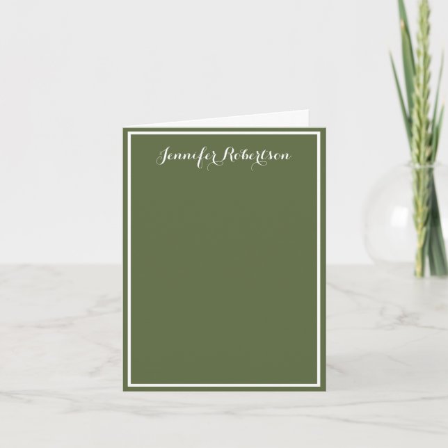 Minimalist Olive Green Elegant Script Custom name  (Devant)