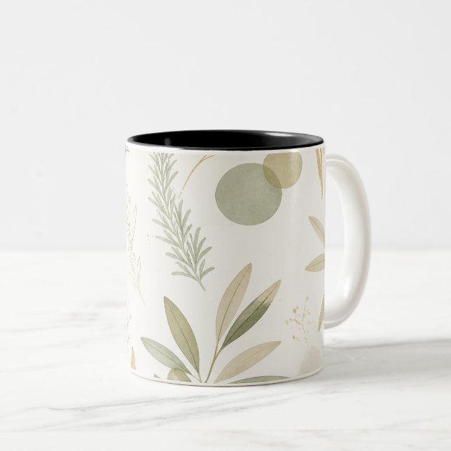 Minimalist Olive & Rosemary Botanical Mug (Devant droit)