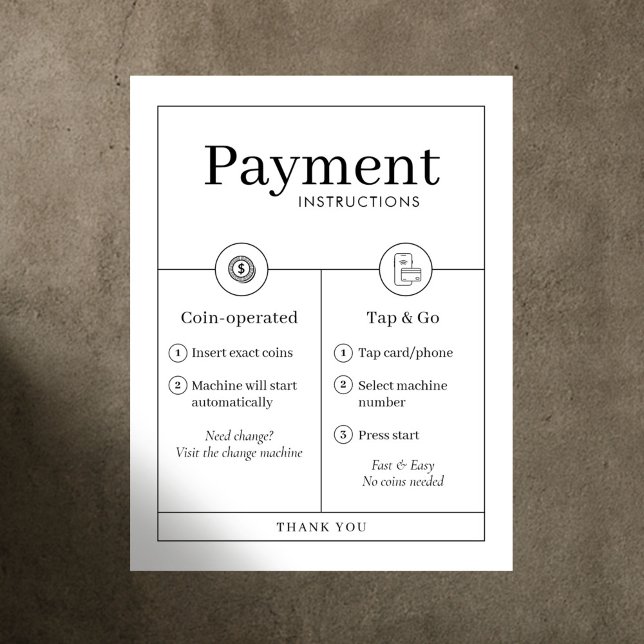 Minimalist Payment Instructions Poster Wall Sign (Créateur téléchargé)