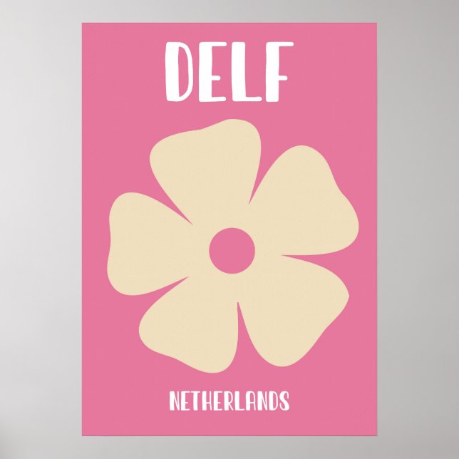 Minimalist Pink Delft Flower Art Poster (Devant)