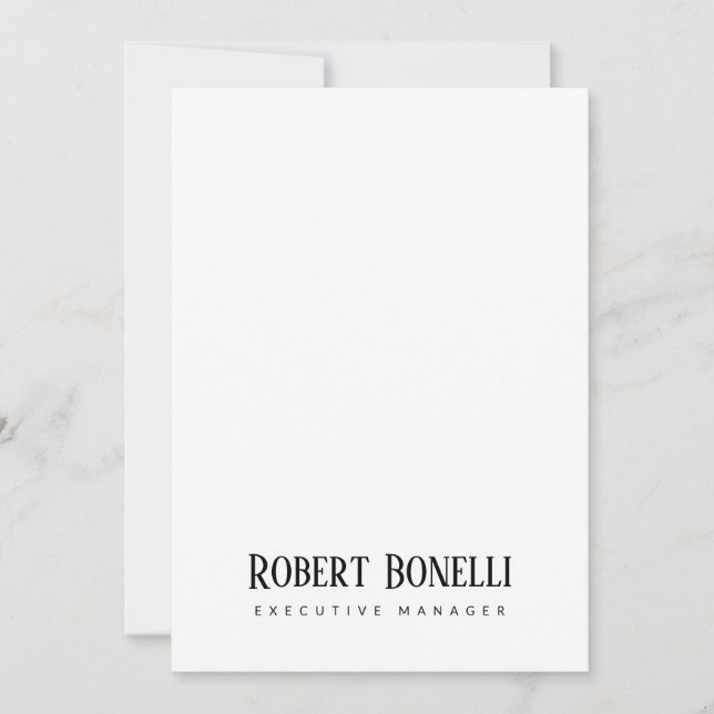 Minimalist Plain Black & White Modern Plain Card (Devant)