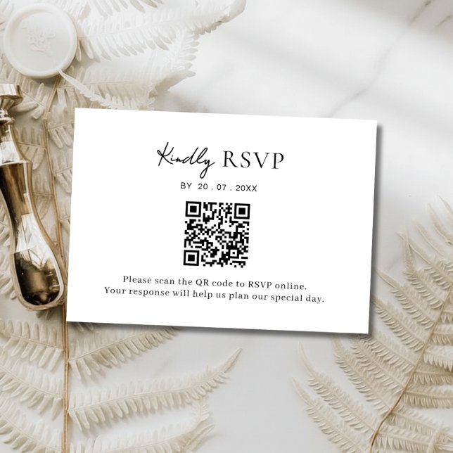 Minimalist QR Code Wedding RSVP Card (Créateur téléchargé)