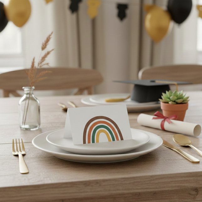 Minimalist Retro Rainbow Folded Table Place Card (Créateur téléchargé)