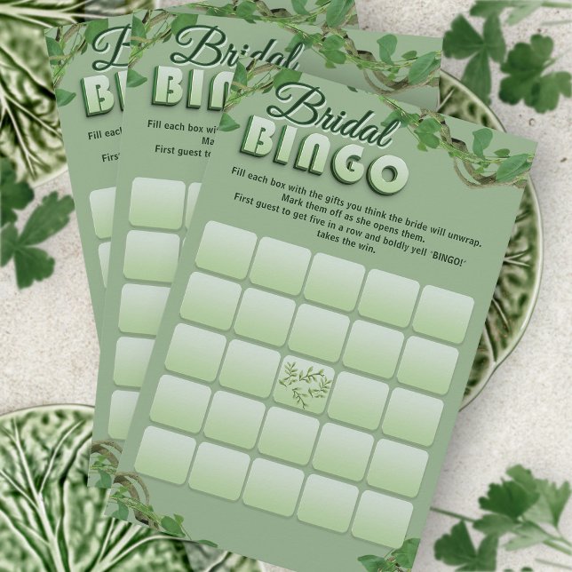 Minimalist Sage Greenery Bridal Shower Bingo Game  (Créateur téléchargé)