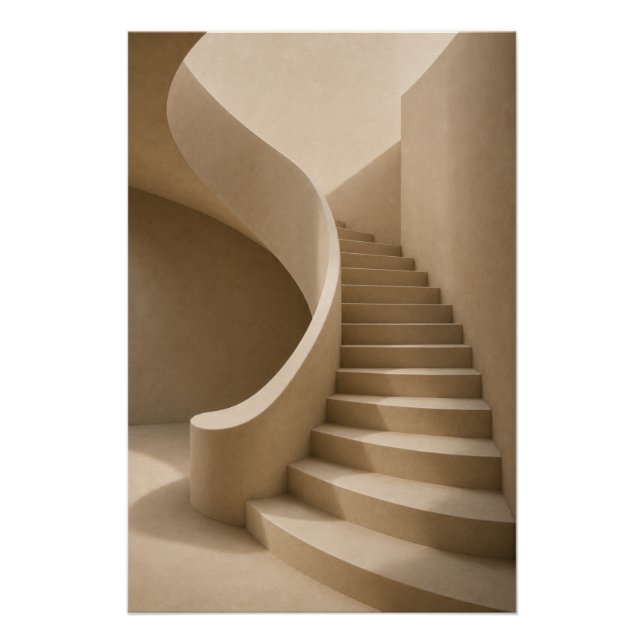 Minimalist Sculptural Staircase Wall Art Poster (Devant)