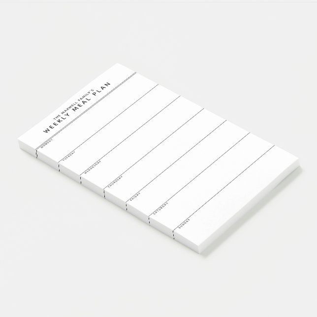 Minimalist Simple Meal Planning Post-it Notes (Incliné)
