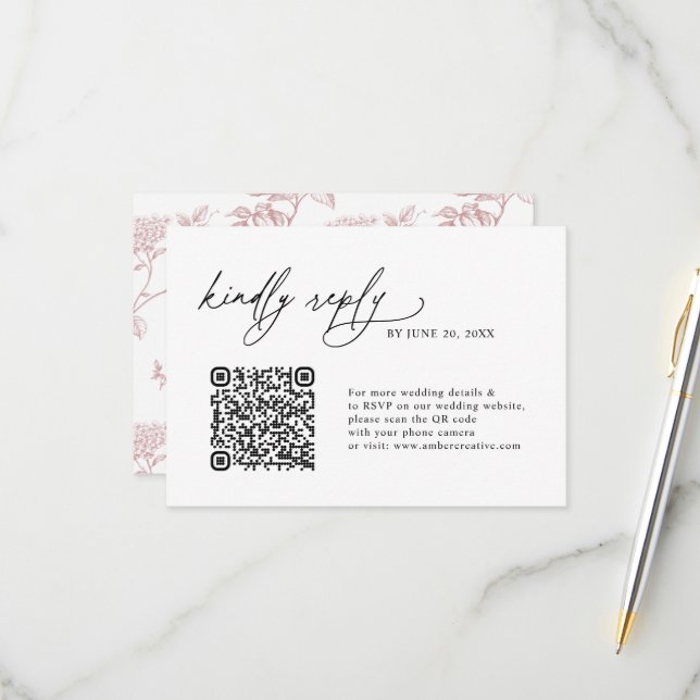 Minimalist Simple QR code Wedding RSVP Cards (Devant/Arrière en situation)