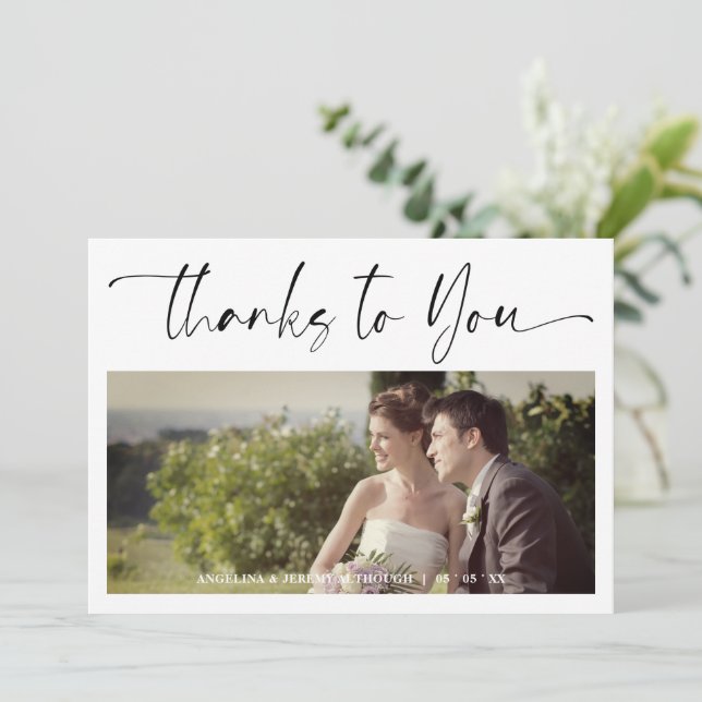 Minimalist Thanks to You Custom Photo Wedding (Debout devant)