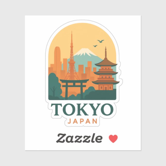 Minimalist Tokyo Japan Magnet Sticker – Modern  (Feuille)