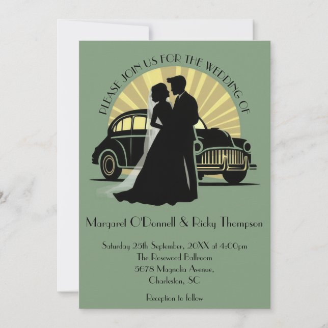 Minimalist Vintage Art Deco Wedding Invitation (Devant)