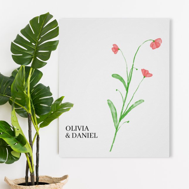Minimalist Watercolor Wildflower Wedding Poster (Créateur téléchargé)