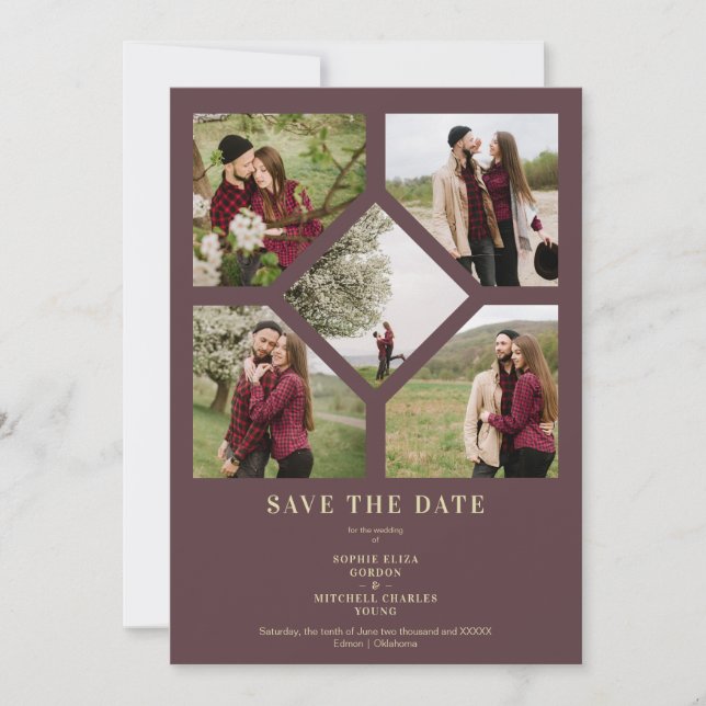 Minimalist Wedding Fancy 5 Photos Collage  (Devant)