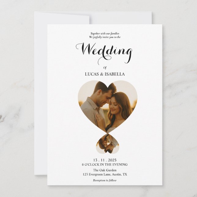 Minimalist Wedding Invitation with Photo (Devant)