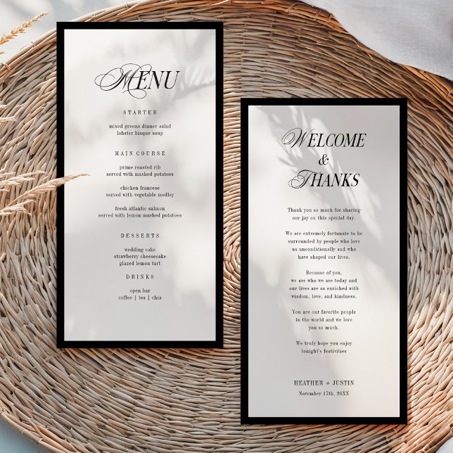 Minimalist Wedding Menu and Thank You Note (Créateur téléchargé)