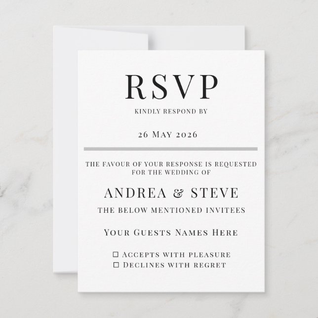 Minimalist Wedding RSVP Card | Elegant Classic (Devant)