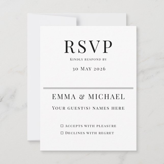 Minimalist Wedding RSVP Card | Elegant Editable (Devant)