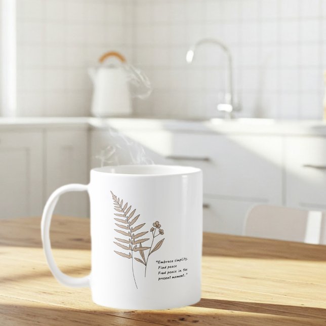 Minimalist White mug with Peace Quote – Elegant  (Créateur téléchargé)