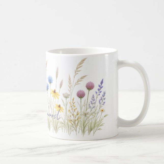 Minimalist Wildflower Meadow Mug – Delicate Waterc (Droite)