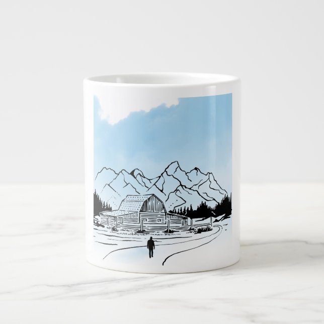 Minimalist Winter Mountain Adventure Jumbo Mug (Devant)