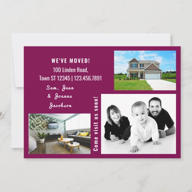 Minimaliste 3 Photos Nous Avons Déplacé Faire-part (Devant)