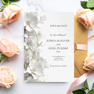 Minimaliste 3D Fleurs Blanches Luxe Enregistrez la