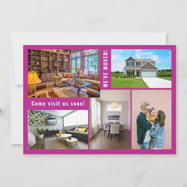 Minimaliste 5 Photos Nous Avons Déplacé Faire-part (Devant)