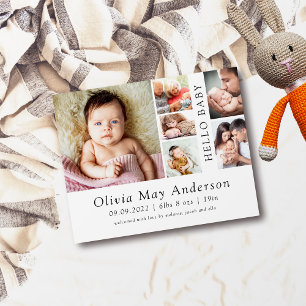 Minimaliste 6 Photo Hello Baby Faire-part de naiss
