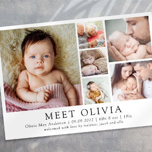 Minimaliste 6 Photo Hello Baby Faire-part de naiss