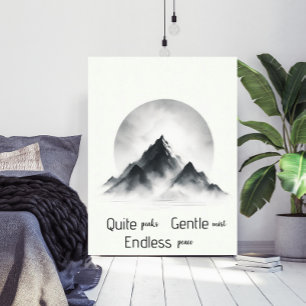 Minimaliste Art Mural Silhouette de Montagne Brume