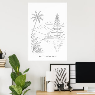 Minimaliste Bali Indonésie Impression d'art en lig